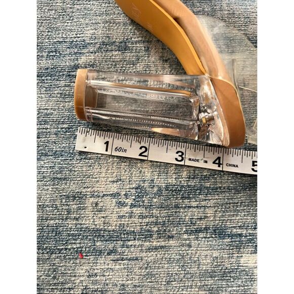ZriEy Beige Clear Strappy Block Heel Sandal Size 6 - Picture 9 of 9